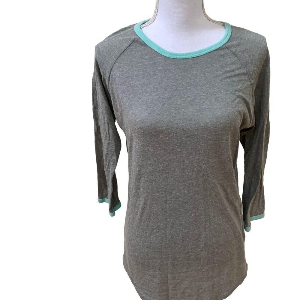 LuLaRoe Womens 3/4 Sleeve Gray & Mint Raglan Shirt S